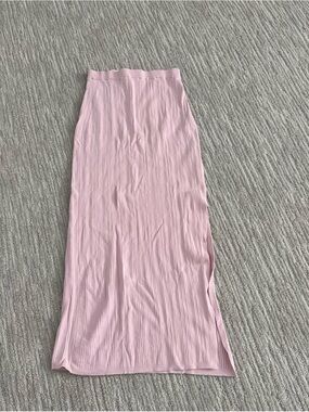 House of Harlow 1960 Blush Pink Ribbed Maxi Skirt
